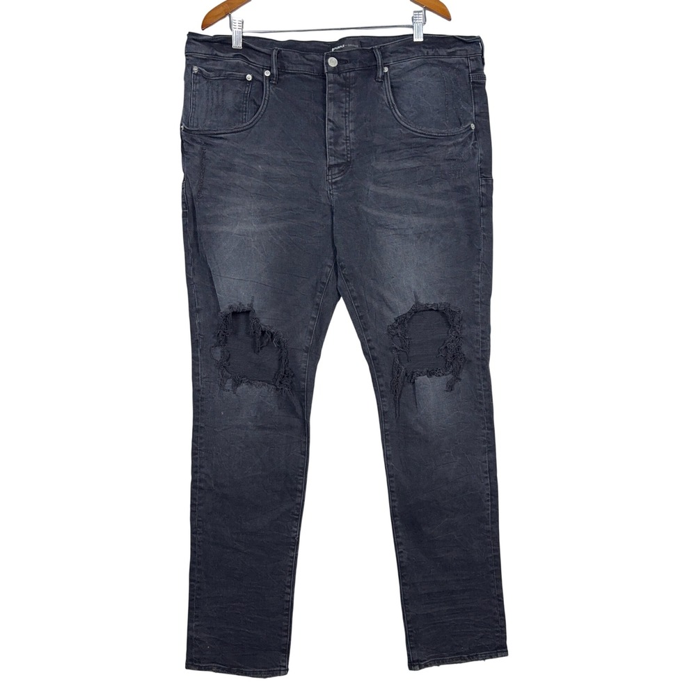 Purple Brand P002 Slim Fit Jeans Mens Size 40 Distressed Black Streetwear